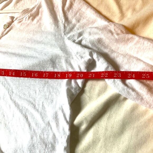 C & C California Linen Semi Sheer Lightweight Henley Top White Womens Large - Picture 11 of 14
